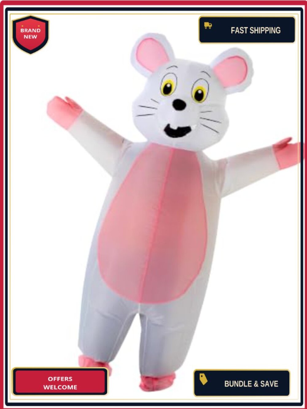 Inflatable Mouse Costume Adult Halloween Cosplay One Size